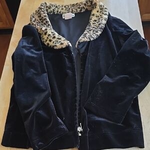 Black and Brown Teddy Jacket with Plush Collar